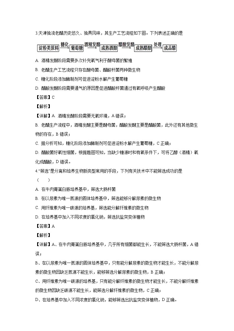 【生物】山东省日照市莒县实验中学2019-2020学年高二下学期4月月考试题（解析版）第2页