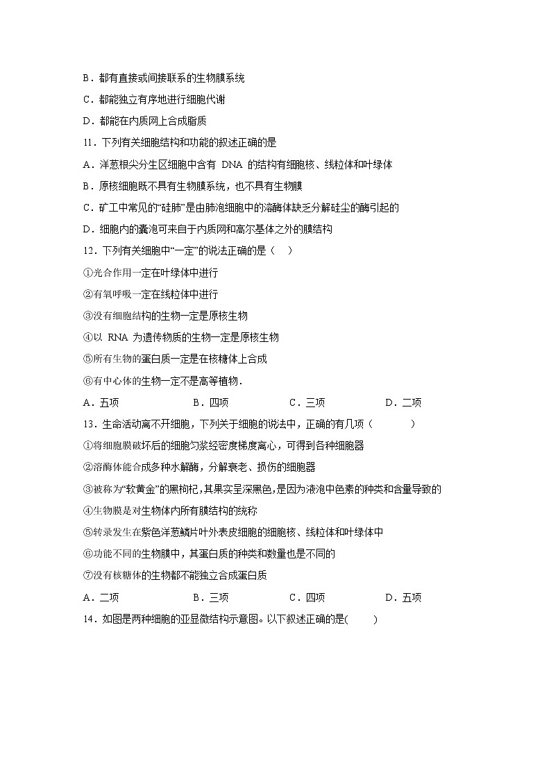 【生物】山东省滕州市第一中学2019-2020学年高二5月月考试题03