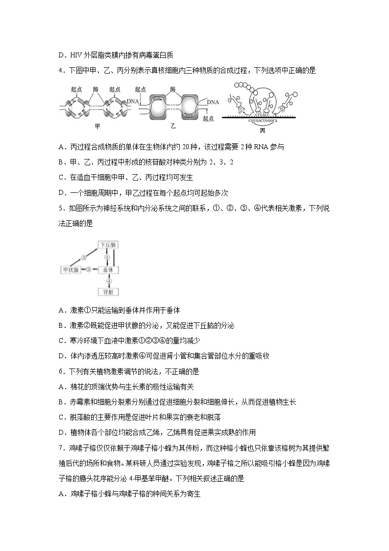 【生物】四川省宜宾市叙州区第二中学校2019-2020学年高二下学期第四学月考试试题02