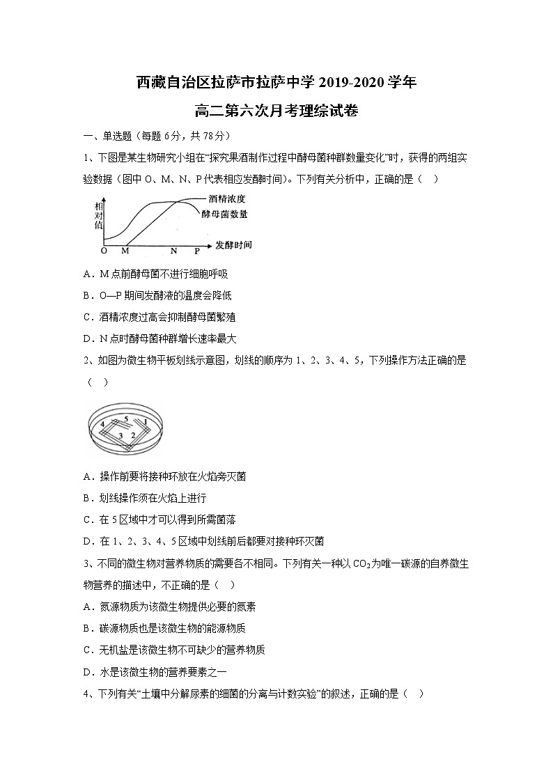 【生物】西藏自治区拉萨市拉萨中学2019-2020学年高二第六次月考理综试卷第1页