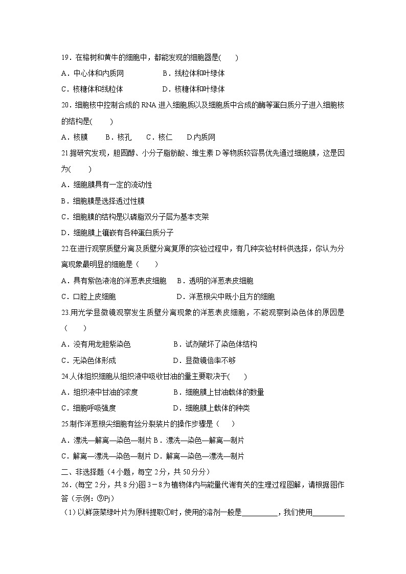 【生物】安徽省凤阳县第二中学2019-2020学年高二4月月考试题03