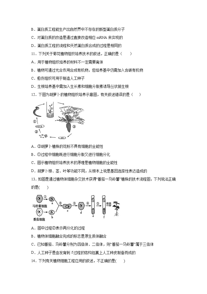 【生物】福建省泉州第十六中学2019-2020学年高二5月春季线上教学摸底测试试题03