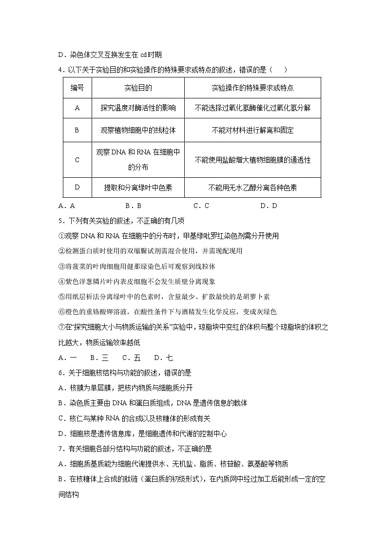 【生物】安徽省合肥市2019-2020学年高二第二学期开学考试试卷02