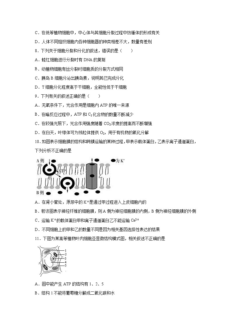 【生物】安徽省合肥市2019-2020学年高二第二学期开学考试试卷03