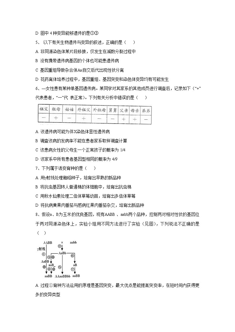 【生物】甘肃省庆阳市宁县第二中学2019-2020学年高二下学期4月线上测试试题02