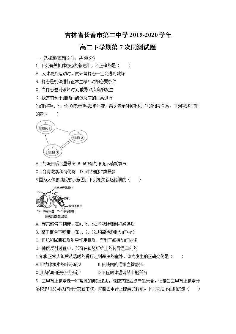 【生物】吉林省长春市第二中学2019-2020学年高二下学期第7次周测试题01