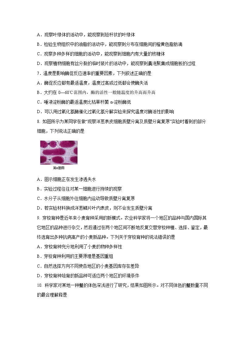 【生物】浙江省丽水市发展共同体（松阳一中、青田中学等）2019-2020学年高二下学期期中考试试题02