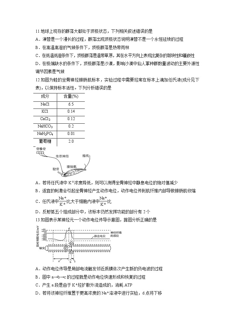 【生物】浙江省诸暨中学2019-2020学年高二下学期期中考试03