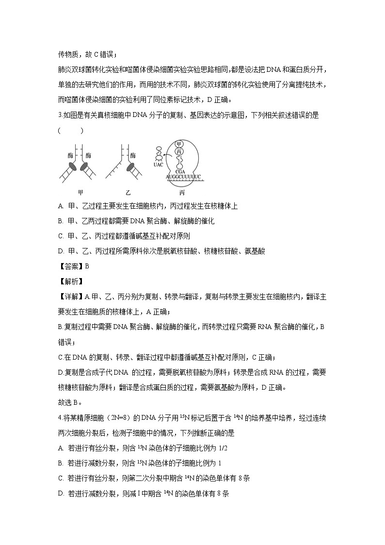 【生物】河南省郑州市一中2019-2020学年高二上学期模块检测（二）试题（解析版）02