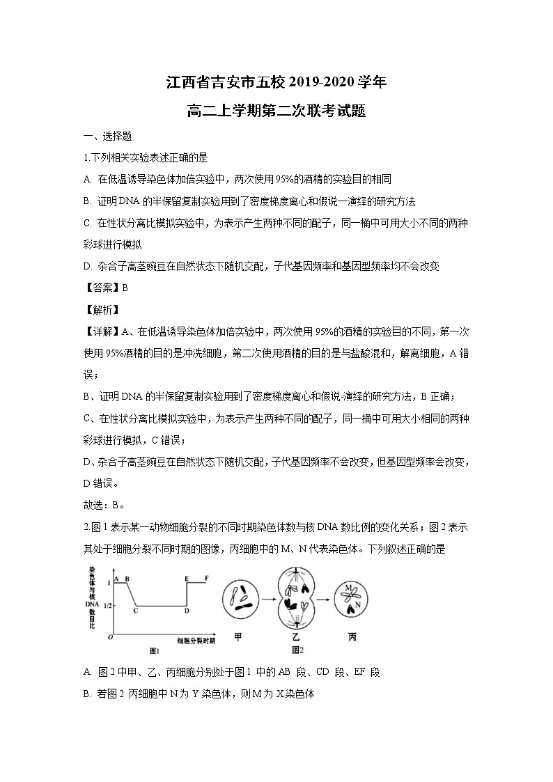 【生物】江西省吉安市五校2019-2020学年高二上学期第二次联考试题（解析版）第1页