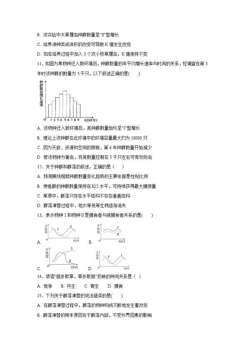 【生物】新疆博尔塔拉蒙古自治州第五师高级中学2019-2020学年高二上学期第一次月考试题（解析版）03