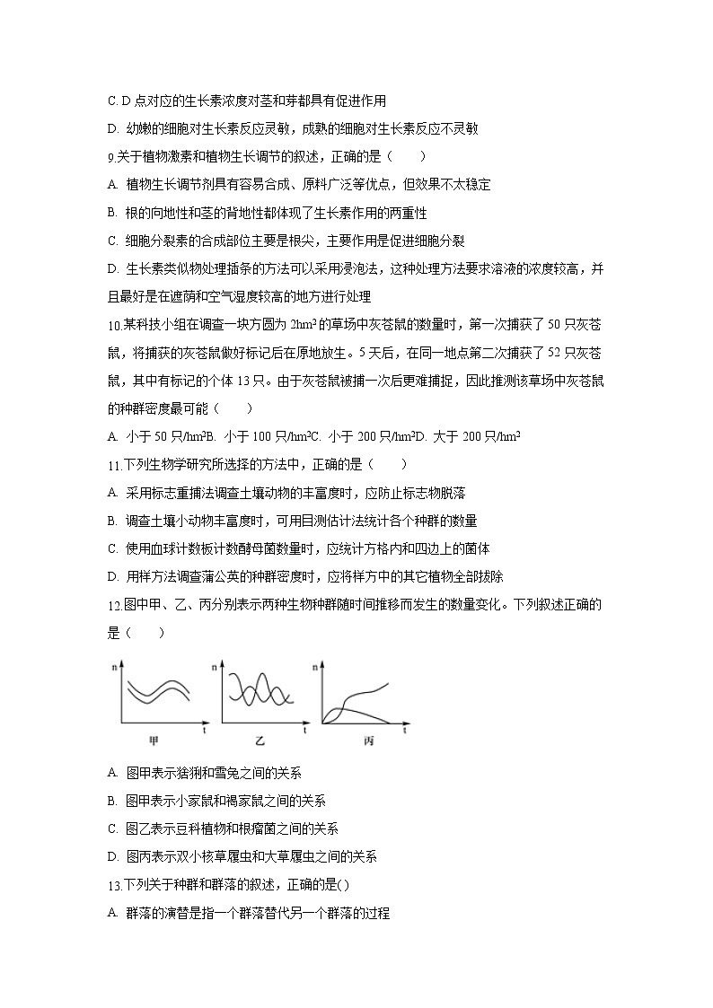 【生物】安徽省蚌埠田家炳中学2019-2020学年高二下学期开学学业检测试题03