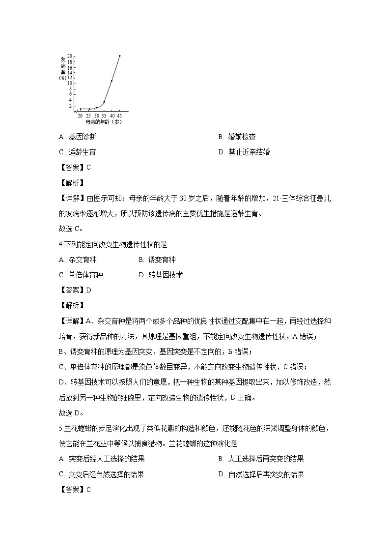 【生物】浙江省丽水四校2019-2020学年高二上学期期中考试试题（解析版）02