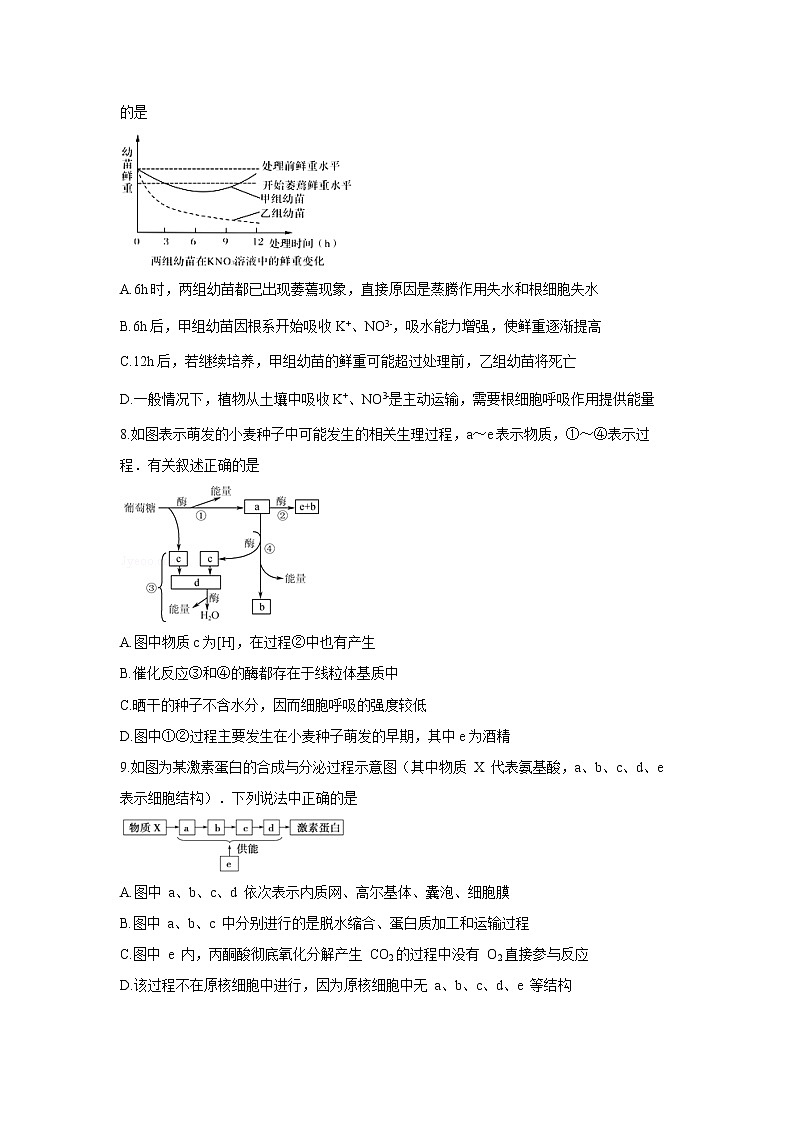 【生物】安徽省滁州市定远县重点中学2019-2020学年高二下学期期中考试试题03