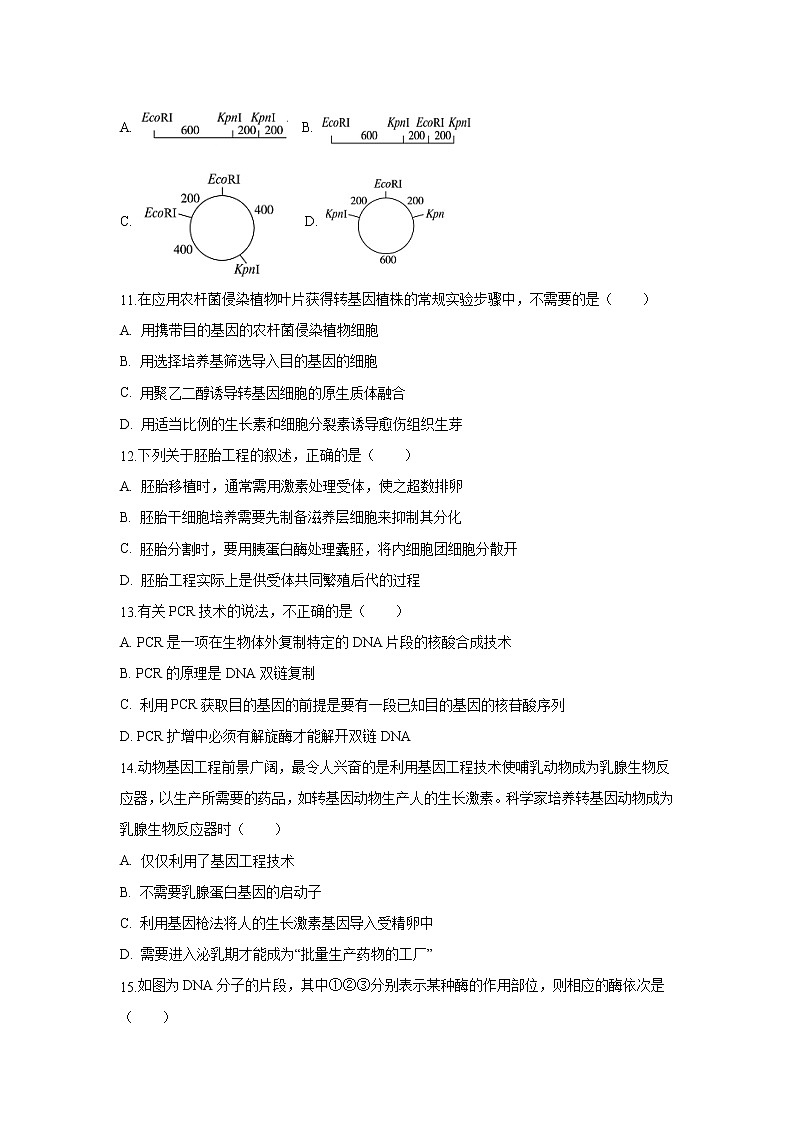 【生物】安徽省肥东县第二中学2019-2020学年高二下学期期中考试试题（共建班）03