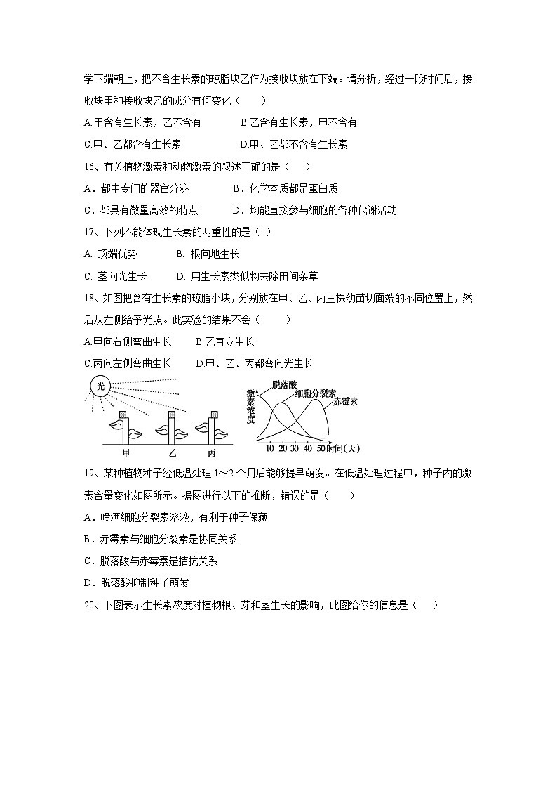 【生物】甘肃省会宁县第四中学2019-2020学年高二下学期期中考试（理）试题03