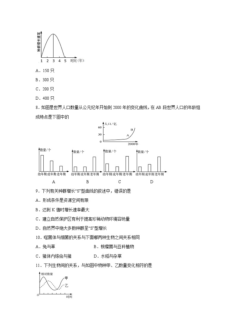 【生物】江苏省沭阳县2019-2020学年高二下学期期中调研测试试题02