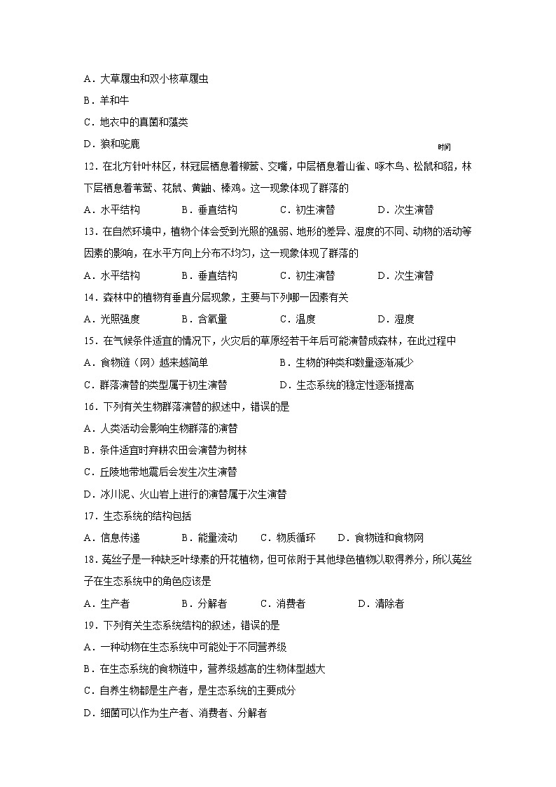 【生物】江苏省沭阳县2019-2020学年高二下学期期中调研测试试题03