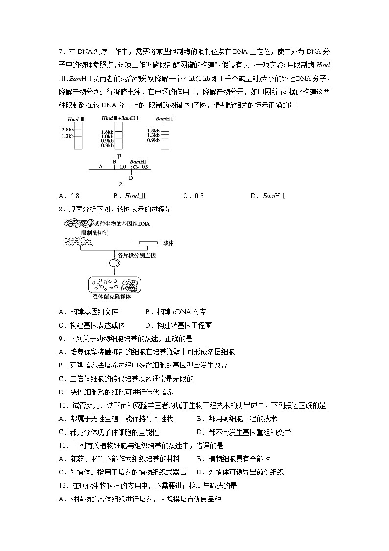 【生物】江苏省扬州市江都区大桥高级中学2019-2020学年高二下学期期中考试试题02
