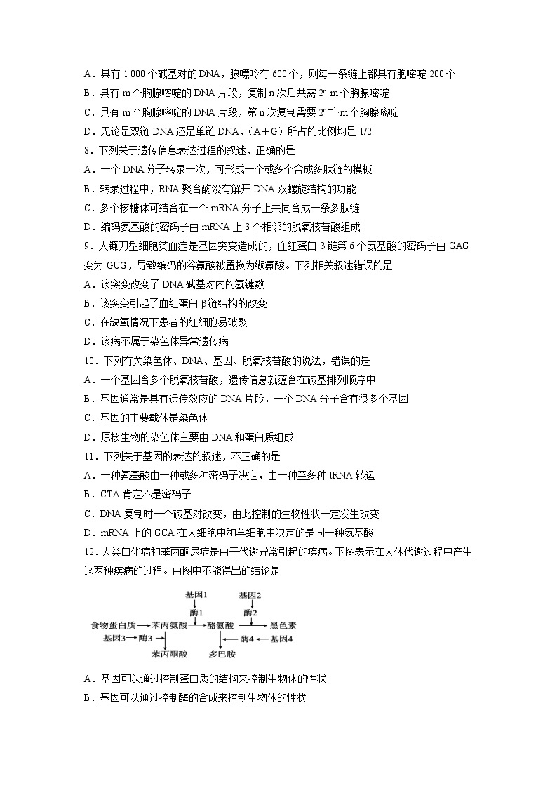 【生物】宁夏回族自治区银川一中2019-2020学年高二下学期期中考试试题02