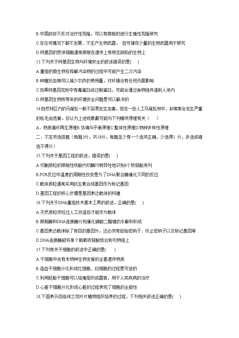 【生物】山东省临沂第一中学2019-2020学年高二下学期第二阶段性（期中）考试试题03