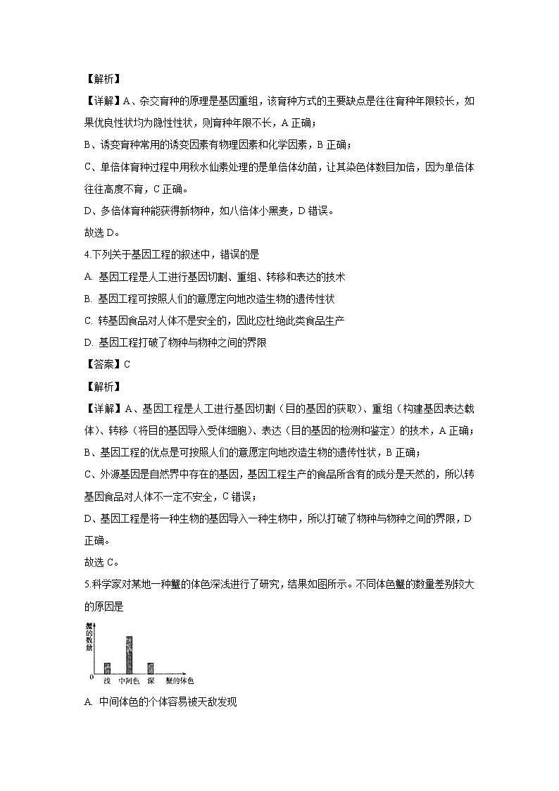 【生物】安徽省宿州市十三所省重点中学2019-2020学年高二上学期期中考试试题（解析版）第2页