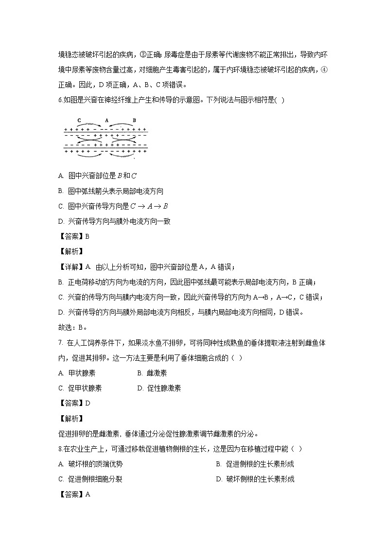 【生物】吉林省长春市榆树市一中2019-2020学年高二上学期期中考试试题（解析版）03