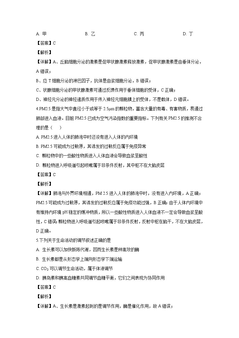 【生物】山西省运城市景胜中学2019-2020学年高二上学期期中考试（11月月考）试题（解析版）03