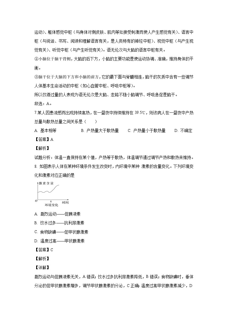 【生物】吉林省吉林市朝鲜族四校2019-2020学年高二上学期期末联考试题（解析版）03