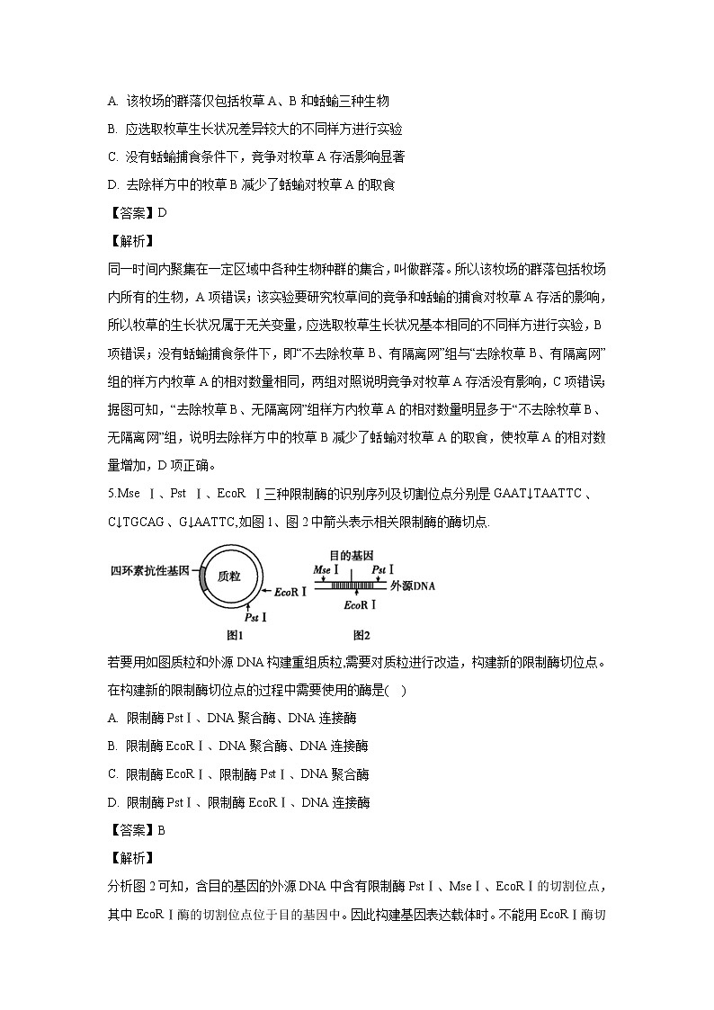 【生物】天津市静海区一中2019-2020学年高二上学期期末考试调研试题（解析版）03