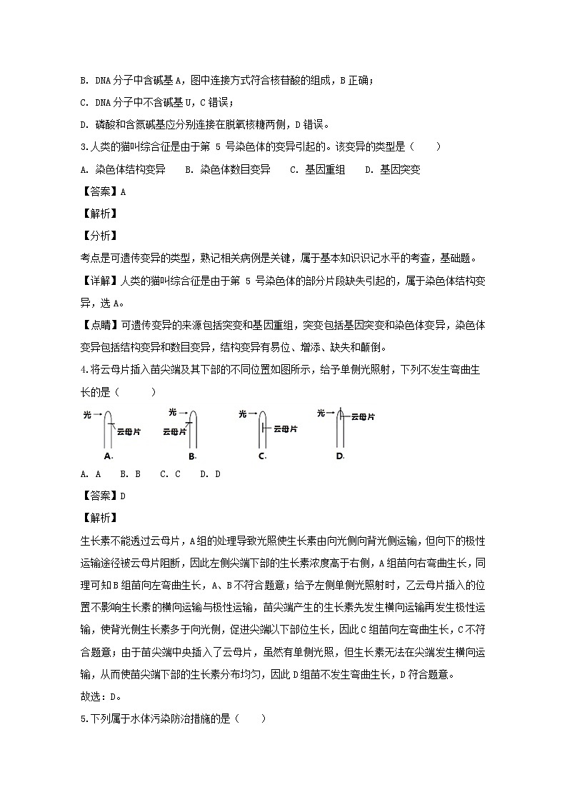 2018-2019学年浙江省温州市新力量联盟高二上学期期末考试生物试题 解析版第2页
