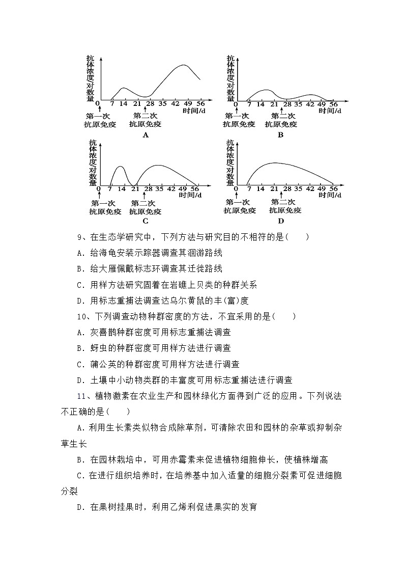 2019-2020学年安徽省滁州市定远县育才学校高二（普通班）上学期期末考试生物试题 Word版03