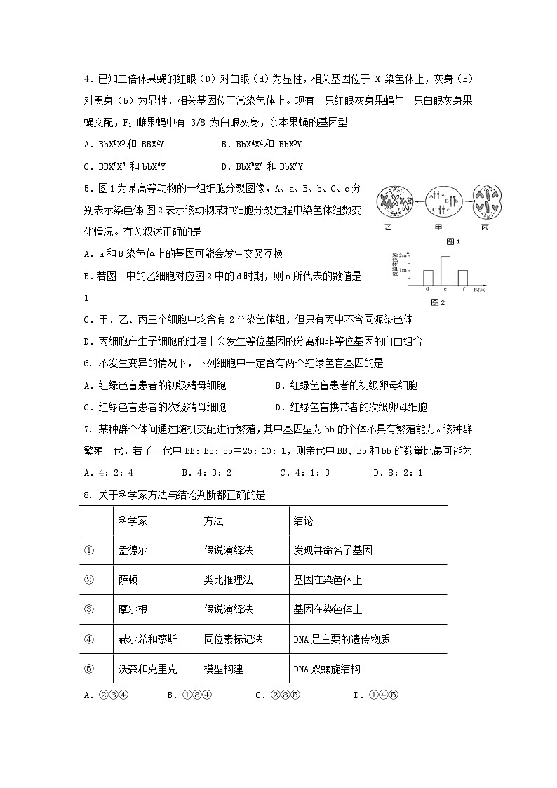 2019-2020学年甘肃省兰州第一中学高二上学期期末考试生物（理）试题 Word版02