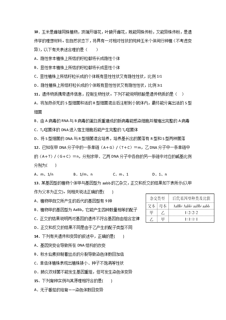 2019-2020学年甘肃省会宁县第一中学高二上学期期末考试生物（理）试题 Word版03