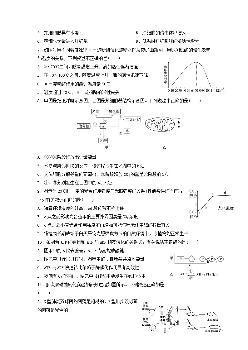 2019-2020学年黑龙江省哈尔滨市第六中学高二上学期期末考试生物试题 Word版02