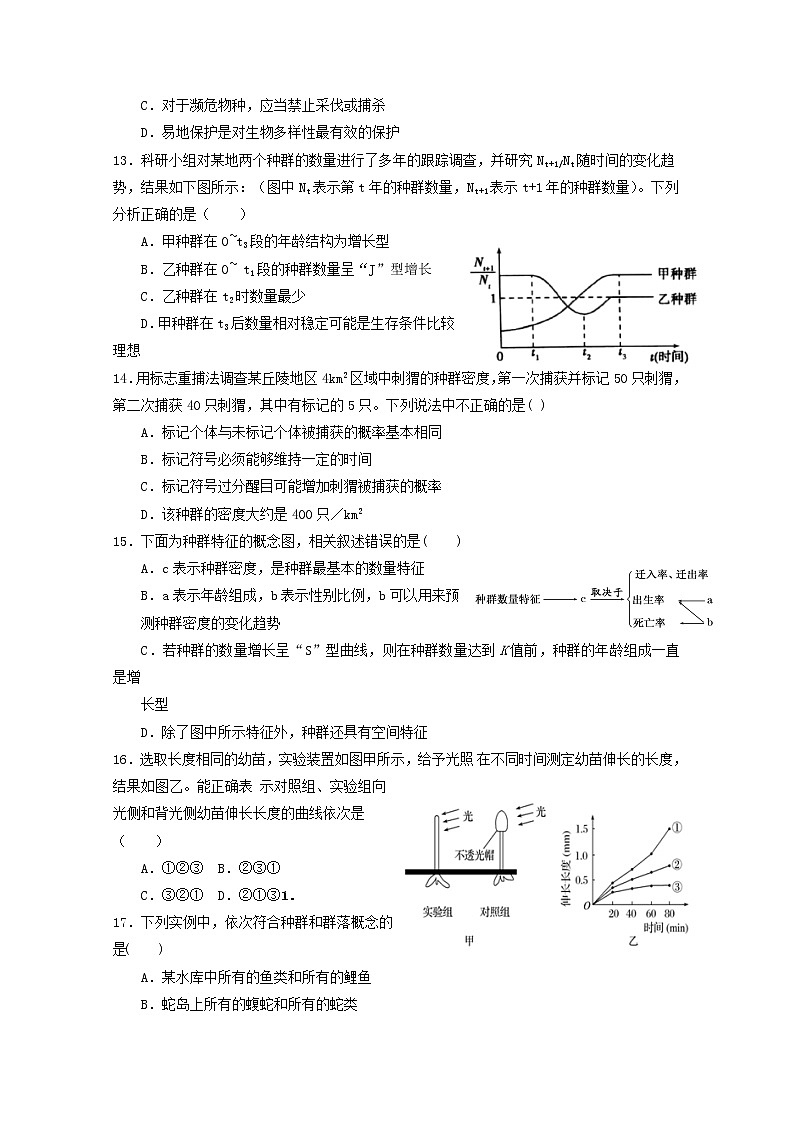 2019-2020学年黑龙江省鹤岗市第一中学高二上学期期末考试生物试题 Word版03