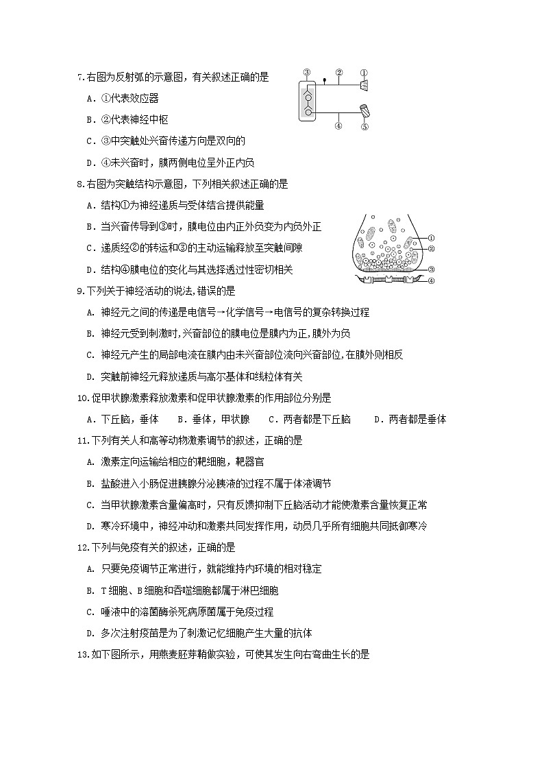 2019-2020学年江苏省大丰区新丰中学高二上学期期末考试生物试题 Word版02