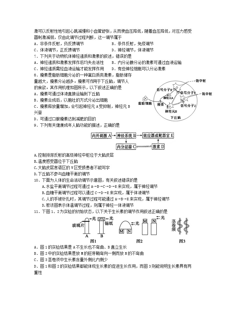 2019-2020学年山西省阳泉市高二上学期期末考试生物试题 Word版02