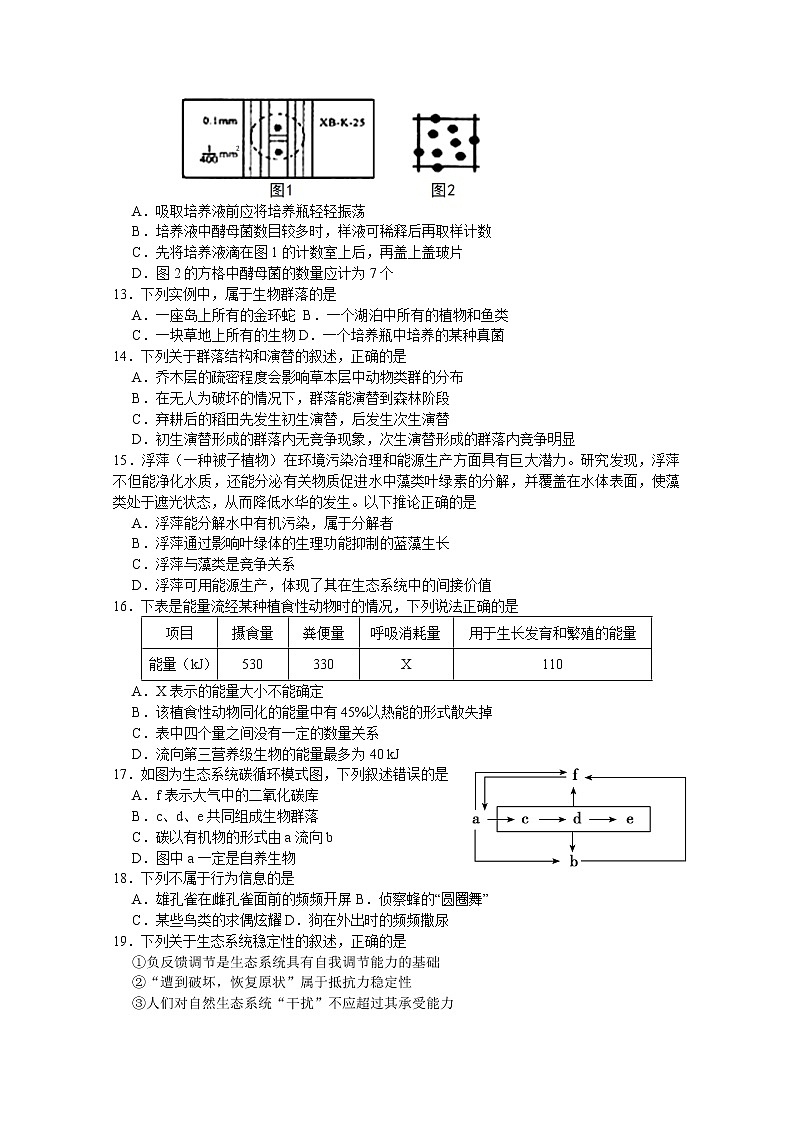 2018-2019学年江苏省溧水高级中学高二上学期期末考试 生物（选修） Word版03