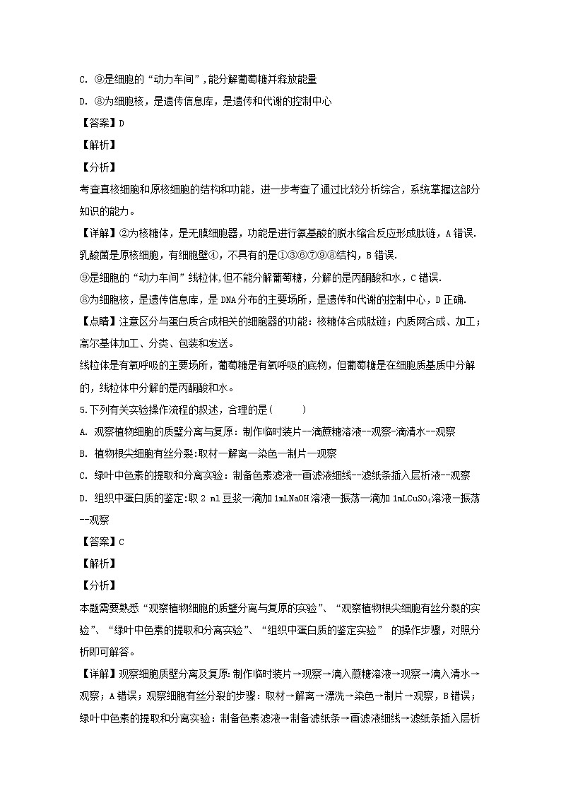 2018-2019学年江西省奉新县第一中学高二上学期期末考试生物试题 解析版03