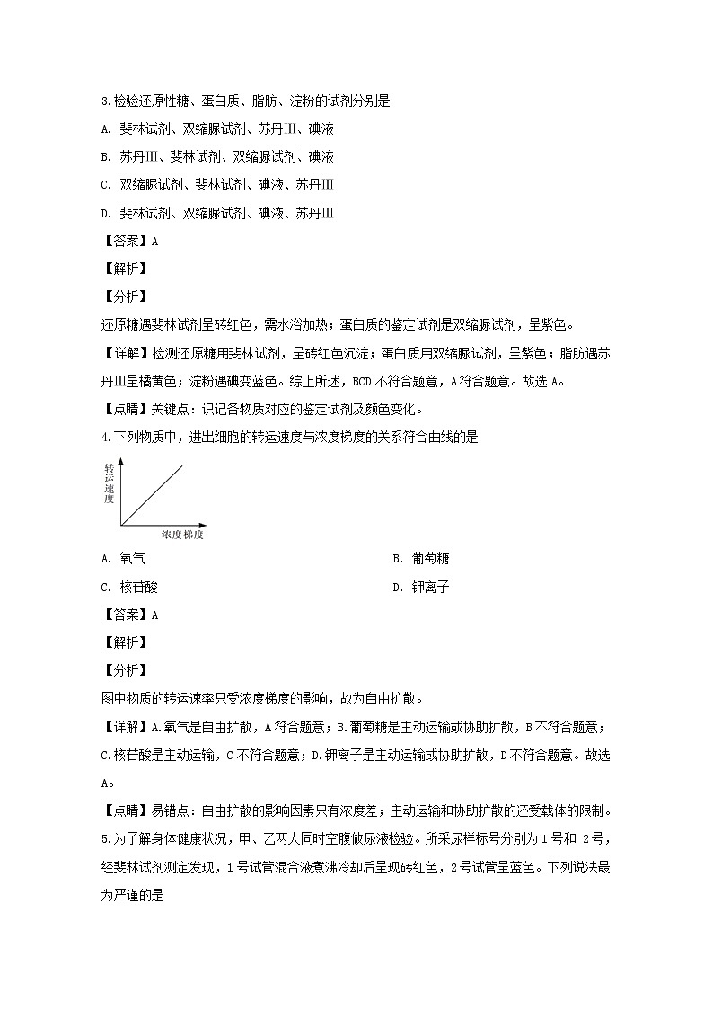 2018-2019学年江苏省徐州市高二上学期期末考试生物试题 解析版02