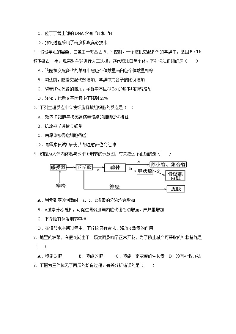 2018-2019学年江西省南昌市八一中学、洪都中学等七校高二上学期期末考试生物试题 word版02