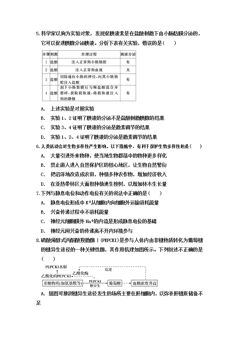 2018-2019学年内蒙古杭锦后旗奋斗中学高二上学期期末考试生物试题 解析版02