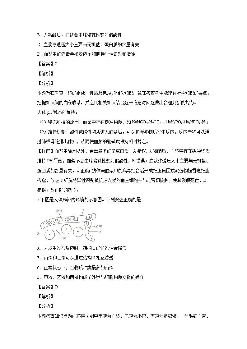 2018-2019学年山东省临沂市沂水县高二上学期期末考试生物试题 解析版03