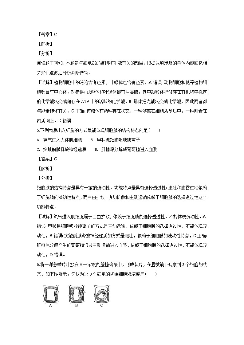 2018-2019学年陕西省西安中学高二上学期期末考试生物试题（文科班） 解析版第3页