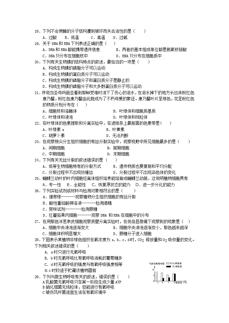 2018-2019学年新疆石河子二中高一上学期期末考试生物试卷第3页