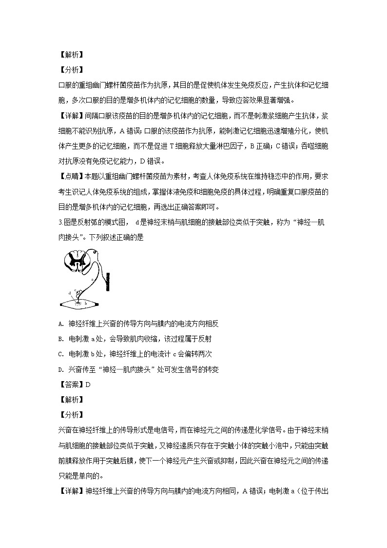 2018-2019学年北京市丰台区高二上学期期末考试生物试题 解析版02