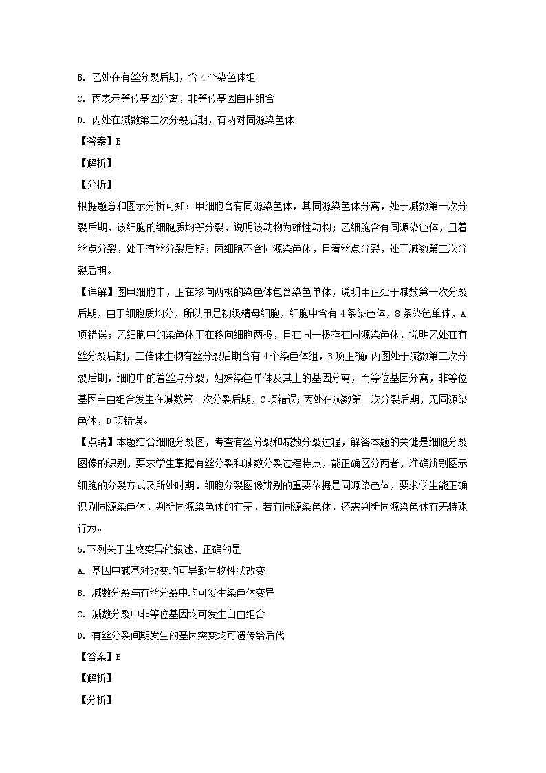 2018-2019学年福建省泉州市泉港区第一中学高二上学期期末考试生物试题 解析版03