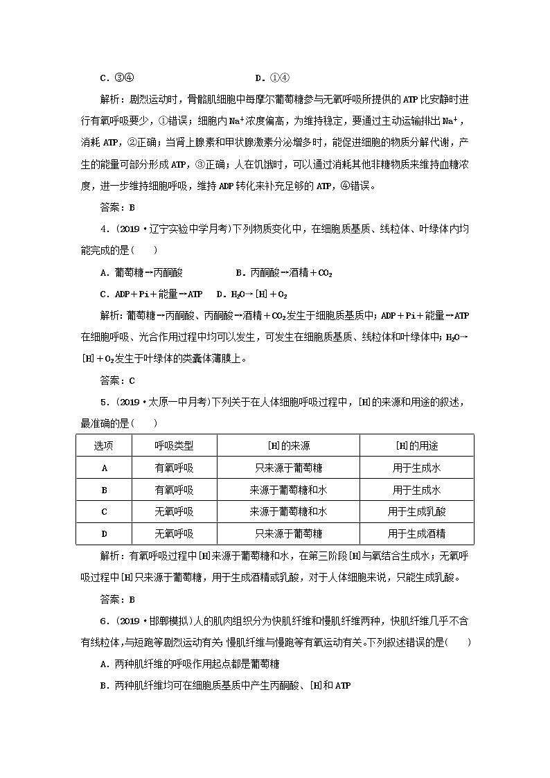 2021高考生物一轮复习课时作业10ATP与细胞呼吸的类型过程含解析第2页