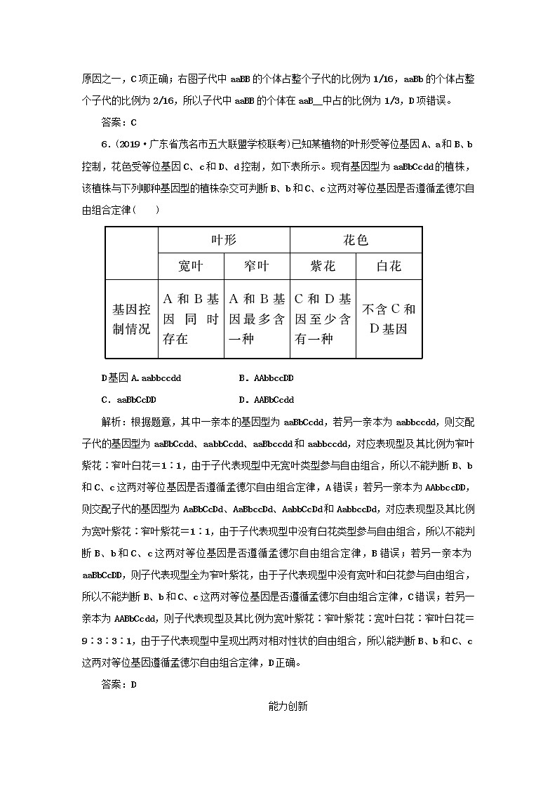 2021高考生物一轮复习课时作业20基因的自由组合定律一含解析第3页